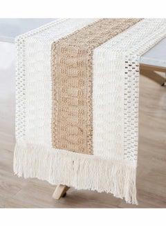 اشتري Natural Burlap Table Runner, Modern Farmhouse Decor Rustic Woven Cotton Crochet Lace في الامارات