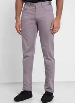 Buy Thomas Scott Men Grey Solid Slim Fit Sustainable Chinos in UAE