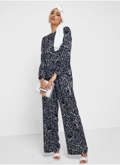 اشتري Geometric Printed Top And Pant Set في الامارات