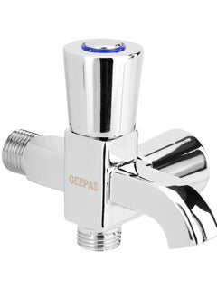 اشتري Geepas Wall Mounted 2-IN-1 Bib Tap- GSW61138| Brass Tap with Solid Lever Handle, Suitable for Toilets, Lavatory, Wash Basins, Plumbing Fixtures| Chrome Plated,  Turn Ceramic Brass Cartridge| Thread Pr في الامارات