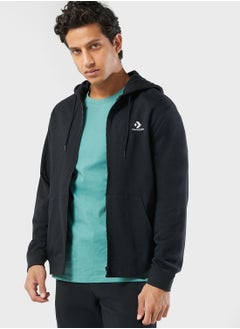 Buy Classic Fit Left Chest Star Zipped Hoodie in UAE