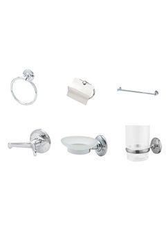 Buy 7-Piece Milano Lilda Bathroom Set Silver in UAE