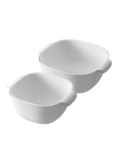 اشتري BPA-Free 2-in-1 Kitchen Colander Set with Double Layer Strainer Perfect for Easy Washing and Draining of Fruits Vegetables and Pasta في الامارات