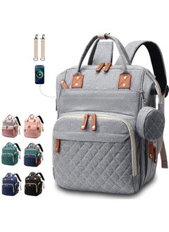 Buy Diaper Bag Backpack Baby Bag, Baby Girl Boy Diaper Bag for Dad Mom with Pad, 16 Pockets, Pacifier Case, Large Diaper Bag Unisex for Travel (Grey) in Saudi Arabia