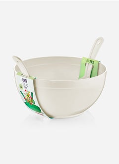 Buy Dunia Round Salad Bowl with Cutlery (1 Spatula & 1 Fork) - Chef Equipment - BPA-Free | Lead-Free - 5500 ML - in Egypt