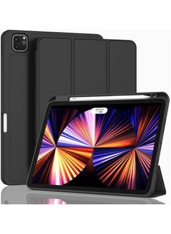 Buy New iPad Pro 12.9 Inch Case 2022/2021/2020 6th/5th/4th Gen with Pencil Holder Smart iPad Case Support Touch ID and Auto Wake/Sleep with Auto 2nd Gen Pencil Charging Black in Saudi Arabia