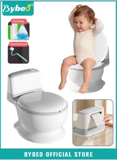 Buy Baby Potty Training Seat, Kid Size Potty, Realistic Potty Training Toilet with Lid Back, Babies Toilets with a Brush and 100pcs Clean Bag, for Toddlers Infants Kids Boys Girls, Easy to Empty and Clean in UAE