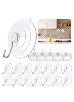 Buy 20 Pack Suction Cup Hooks,2- 1/2 Inches Clear Pvc Suction Cups with Metal Hooks Removable Waterproof Strong Powerful Suction Cups for Kitchen Bathroom Shower Wall Window Glass Door in Saudi Arabia