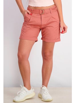 اشتري Women Side Pocket Belted Short, Rust في السعودية