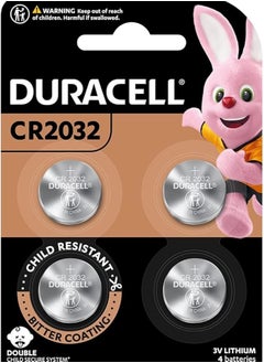 اشتري Duracell Lithium Coin Battery 3V, 4 Pieces (Cr2032)[Lasts Up To 100% Longer] & [Child Resistant Packaging] Silver في الامارات