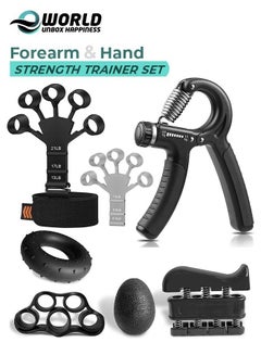 Buy Hand and Finger Strength Kit for Stress Relief and Flexibility with 2 Finger Strengthener Hand Grip Stress Relief Ball Hand Strengthener Ring Finger Stretcher Resistance Band Hand Pressing Exerciser in UAE