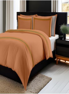 اشتري Luxurious Embroidered 400 Thread Count 100 Percent Cotton Duvet Cover Set of 3 في السعودية