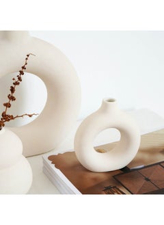 Buy Chantel Ceramic Vase 8.9X2.5X10cm - Off White in UAE