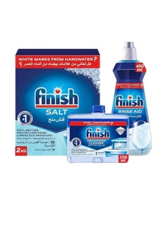 Buy Finch package for dishwashers (dishwasher salt finch, 2kg, dishwasher cleaner finch, 250ml, liquid rinsing auxiliary finch - 400ml) in Saudi Arabia