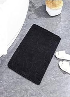 اشتري Bath Mats for Bathroom Non-Slip Memory Foam Rugs Area Decor Mat Accessories Washable Absorbent Rug Shower Door Entryway Floor Carpet Soft Thick Coral Fleece Plush Pebble Black 24x16 Inches في مصر