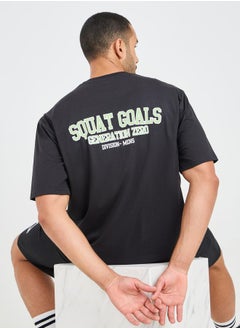 اشتري Oversized Back Squat Goals Print Athleisure T-Shirt في السعودية