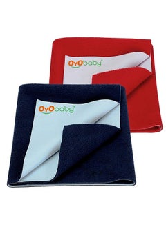 Buy Waterproof Baby Bed Protector Dry Sheets For New Born Babies ; Reusable Mats ; Cot & Bassinet Gift Pack (Dark Sea Blue + Red)Small (70Cm X 50Cm) in UAE