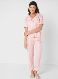 Buy Contrst Trim Pyjama Set in Saudi Arabia