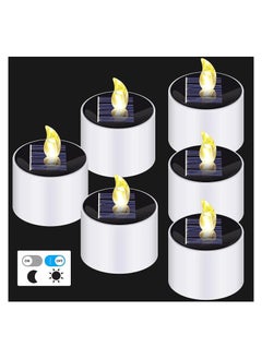 اشتري Solar Tea Lights, 6 PCS Waterproof Solar Power Tealights Outdoor, Flameless Flickering LED Tealight Candle With Dusk to Dawn Light Sensor, Reusable Candle Lights for Party في السعودية