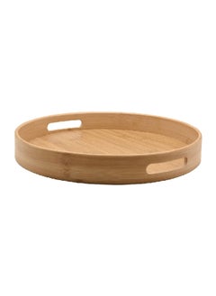 Buy Round Shaped High Quality Sustainable Bamboo Tray Brown 5 x 35 x 35 cm G11-M020 in Saudi Arabia