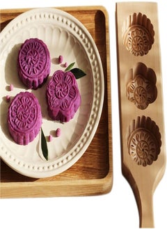 Buy JKLcom MoonCake Mold Chinese Traditional Mid-autumn Festival Moon Cake Mold 3 Flower Shape Wooden Handmade Baking Mold for Muffin Mooncake Cookie Biscuit Chocolate Pumpkin Pie in Egypt