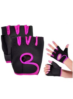 Buy Half Finger Gloves For GYM Exercise, Weightlifting And Cycling Size L, Black/Pink in Egypt
