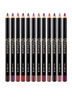 Buy 12-Piece Waterproof Lipliner Pencil Set Multicolour in Saudi Arabia