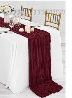 اشتري Cheesecloth Table Runner, 10Ft x 35" Rustic Gauze Boho Wedding Table Runner Decoration, Vintage Table Centerpieces, Table Cloth, for Wedding Reception Bridal Shower Birthday (1 Pack Burgundy) في السعودية