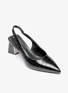 Buy Women Textured Slip-On Shoes with Block Heels in UAE