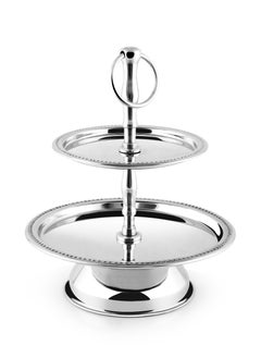 اشتري Stainless Steel Tray Dessert Stand Pastry Stand Cake Stand Serving Platter Serving Plate Tray 2 TIER في الامارات