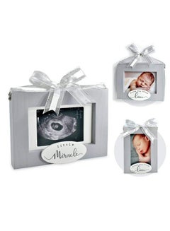 Buy I’M Solid Wood Sonogram Pregnancy Baby Ultrasound 2 Sided Photo Frame Great For Expecting New Parents Keepsake & Nursery Décor “Little Miracle/Dream Big Little Love" (Gray) in Saudi Arabia