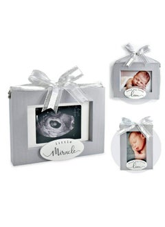 Buy I’M Solid Wood Sonogram Pregnancy Baby Ultrasound 2 Sided Photo Frame Great For Expecting New Parents Keepsake & Nursery Décor “Little Miracle/Dream Big Little Love" (Gray) in Saudi Arabia