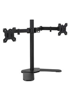 Buy Dual Monitor Stand Free-Standing Desk Stand for 2 Screens up to 27 inches Heavy-Duty Fully Adjustable Arms with Max VESA 100x100mm in Saudi Arabia