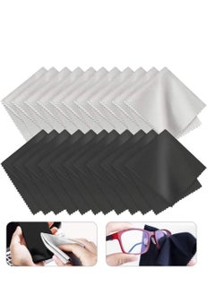 اشتري Microfiber Cleaning Cloth Glasses Lint Free Polishing for LCD Screens Lenses Camera Cell Phone Tablets, Black Grey 20Pcs في السعودية