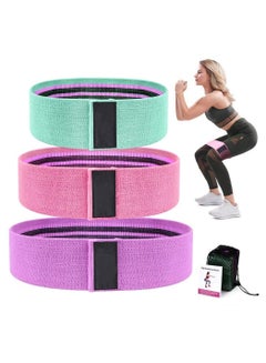 Buy Fabric Resistance Booty Loop Band, Non Slip Elastic Workout Exercise Bands, Cotton and Rubber Fabric, Stretch Hip Bands for Legs, Butt, and Yoga, 3 Pack Set, Sports & Fitness in UAE