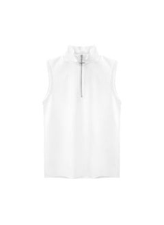 Buy Sleeveless T-Shirt Vest Unisex Solid Summer Casual Korean Style White in Saudi Arabia