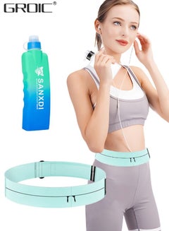 Buy Running Belt with Water Bottle,Slim Sport Workout Pack,Pocket Expandable Zipper Runners Waist Band Pack,Sweat and Waterproof Adjustable Elastic Phone Bag in UAE