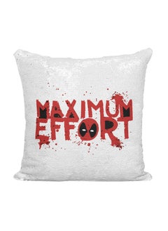 Buy Dead Pool Themed Sequined Throw Pillow Silver/White/Red 16x16inch in UAE