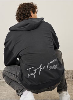 Buy Back Slogan Print Terry  Oversized Hoodie in Saudi Arabia