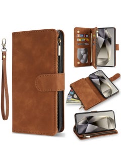 Buy For Samsung Galaxy S24 Ultra Flip Cover with RFID Blocking Card Slot PU Leather Zipper Flip Full Body Mobile Phone Case, 6.8 inch Hidden Stand Wallet Case in Saudi Arabia