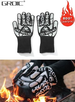 Buy 1 Pair BBQ Gloves, Oven Gloves 1472℉ Extreme Heat Resistant, Grilling Gloves Silicone Non-Slip Oven Mitts, Kitchen Gloves for BBQ, Grilling, Cooking, Baking(One Size Fits Most, Black) in Saudi Arabia