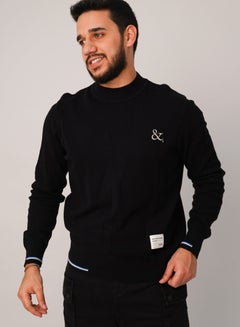 Buy Men’s Winter Knit Long sleeves Crew Neck– Pure Black in UAE