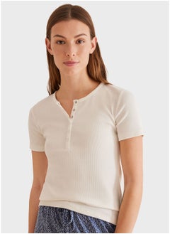 Buy Button Detail Henley T-Shirt in UAE