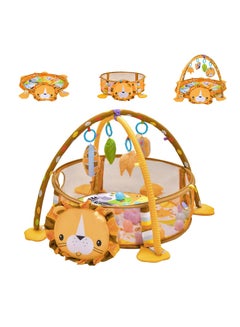 اشتري 4-in-1 Baby Activity Gym, Infant Play Lion Mat with 4 Hanging Toys, Detachable Arch, Storage Bags and 30 Colorful Balls, Toddler Floor Ball Pit Pool for Boys Girls في السعودية