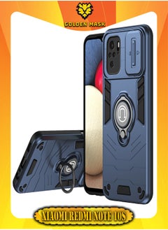 Buy GOLDEN MASK For Xiaomi Redmi Note 10 4G/Redmi Note 10S Armor Window Bracket Camera Shield Cover Camera Lend Protection With Ringe (Navy Blue) in Egypt