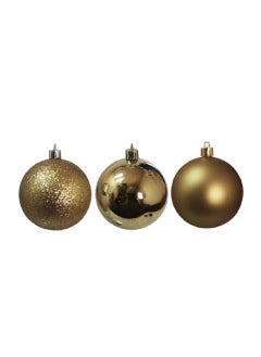 Buy Shiny Matt Glitter Balls Gold 7cm 12Pcs in UAE