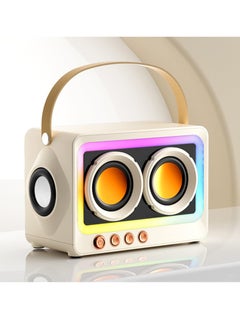 اشتري Portable Creative Bluetooth Speaker, 360 Degree Stereo Sound Effect, Ultra Long Battery Life Cool RGB Lighting Support Series Mirror Transparent Screen 5.3 Bluetooth Subwoofer, White في الامارات