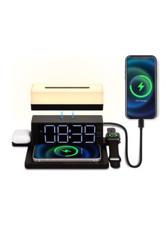 Buy Wireless Charger Light Compatible with Many Models of Phones Earphones Watches Multifunctional Digital Alarm Clock Desk Lamp Night Light with 15W Fast Charging Station for Home Office in Saudi Arabia