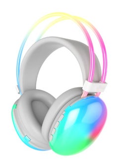 Buy PM860 White Bluetooth Gaming Headphones with USB 7.1 RGB LED Lighting with 4 Modes, SD and Noise Canceling Surround Headphones   AUX Port Type-C Charger , works for 10 hours in Egypt