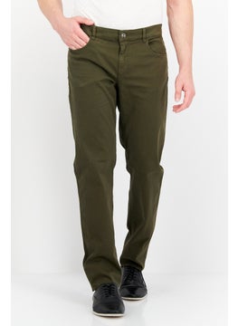 Buy Men Regular Fit Solid Stretchable Jeans, Dark Olive in UAE